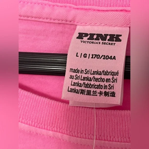 Victoria's Secret Pink Cotton Long Sleeve Crew Neck Racing 100% Cotton Sz L NWT - Picture 5 of 10
